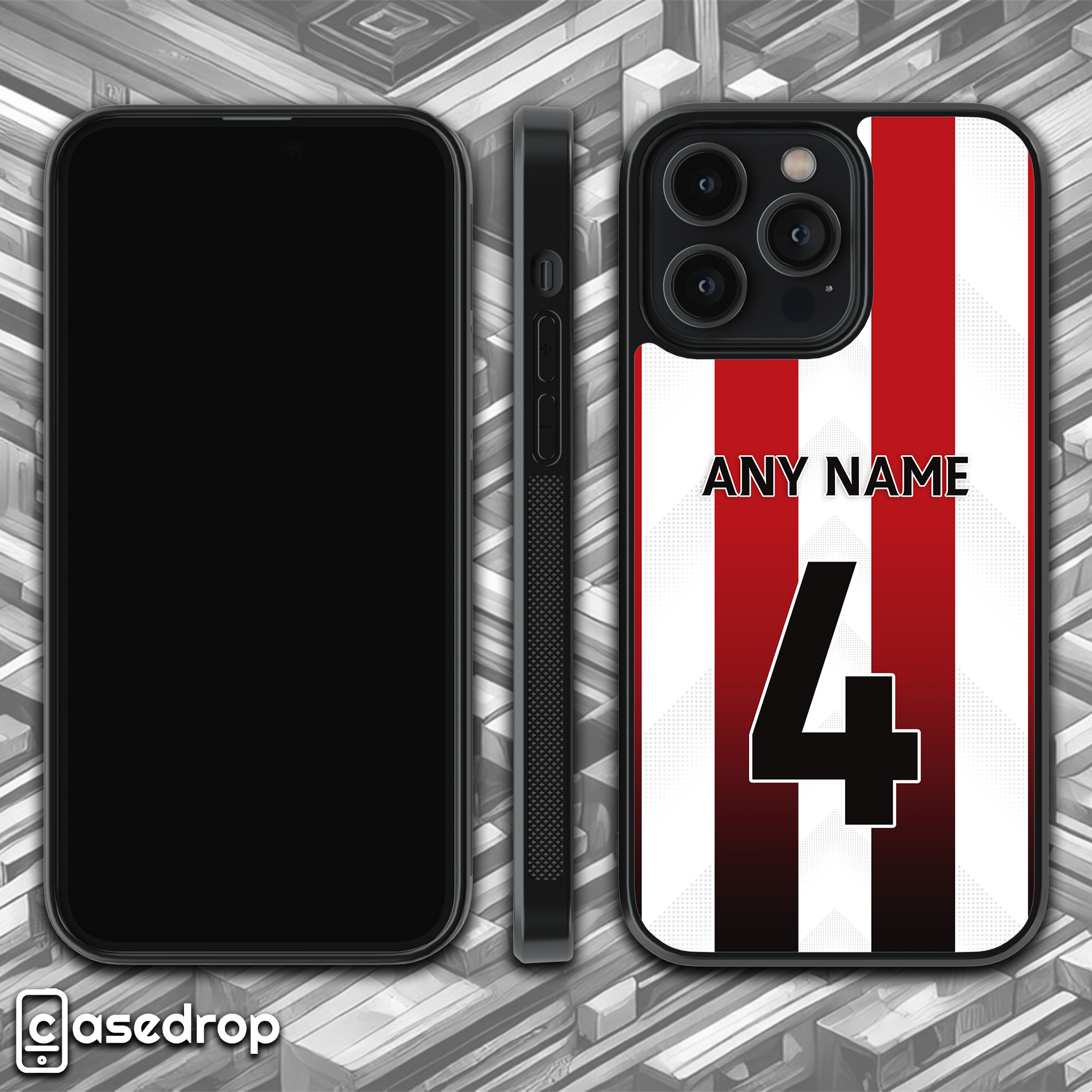 360 rotating view – Brentford 2024/25 personalised football phone case with custom name and number