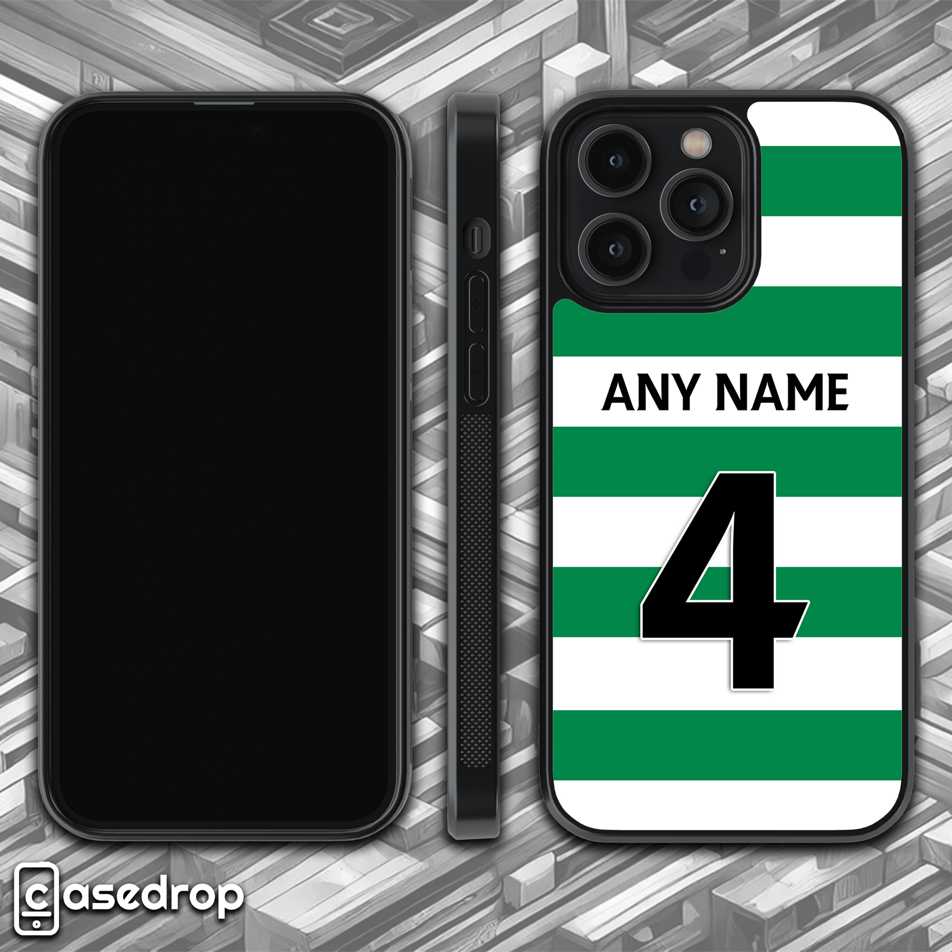 360 Rotating View – Personalised Celtic Home Kit Phone Case with Custom Name & Number