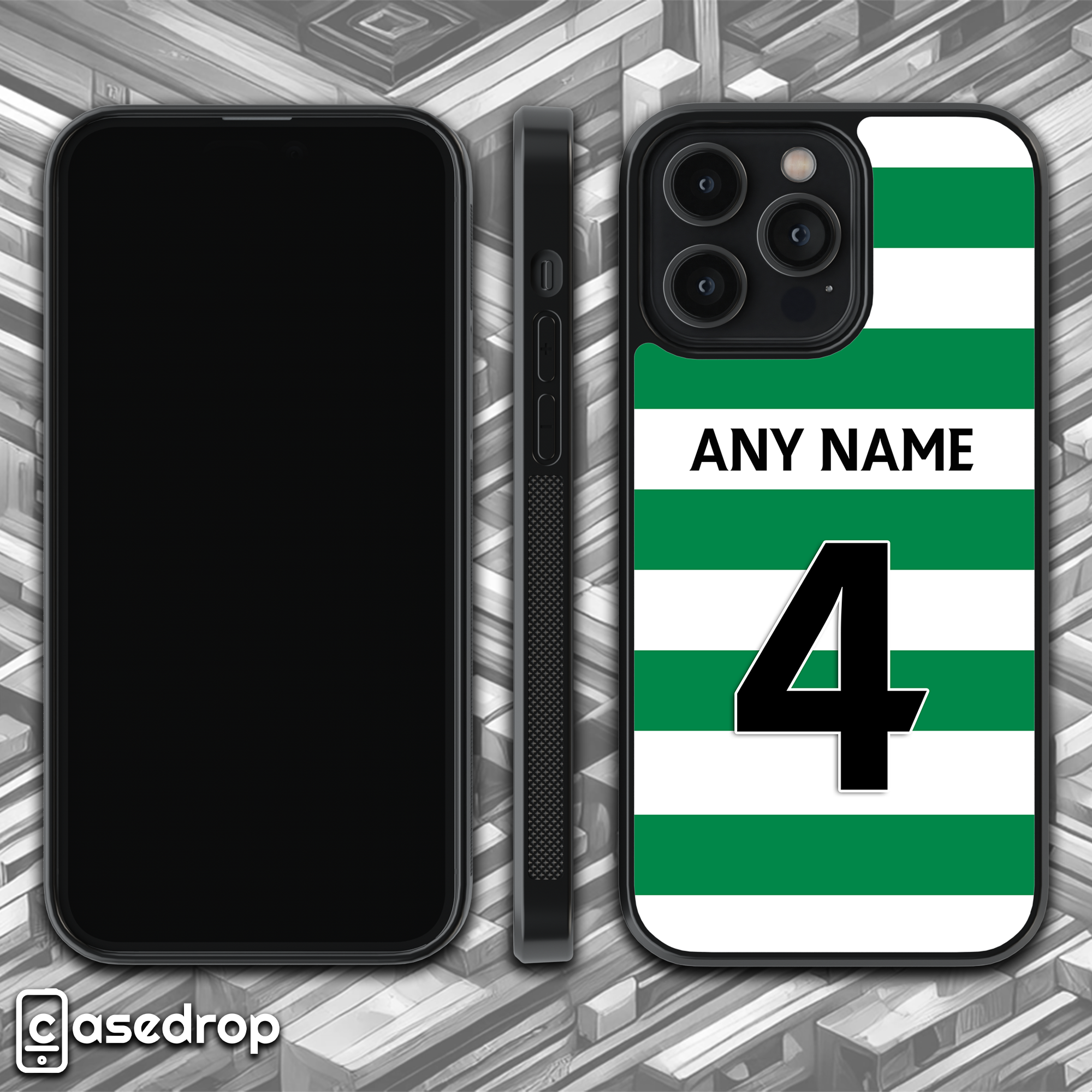 360 Rotating View – Personalised Celtic Home Kit Phone Case with Custom Name & Number