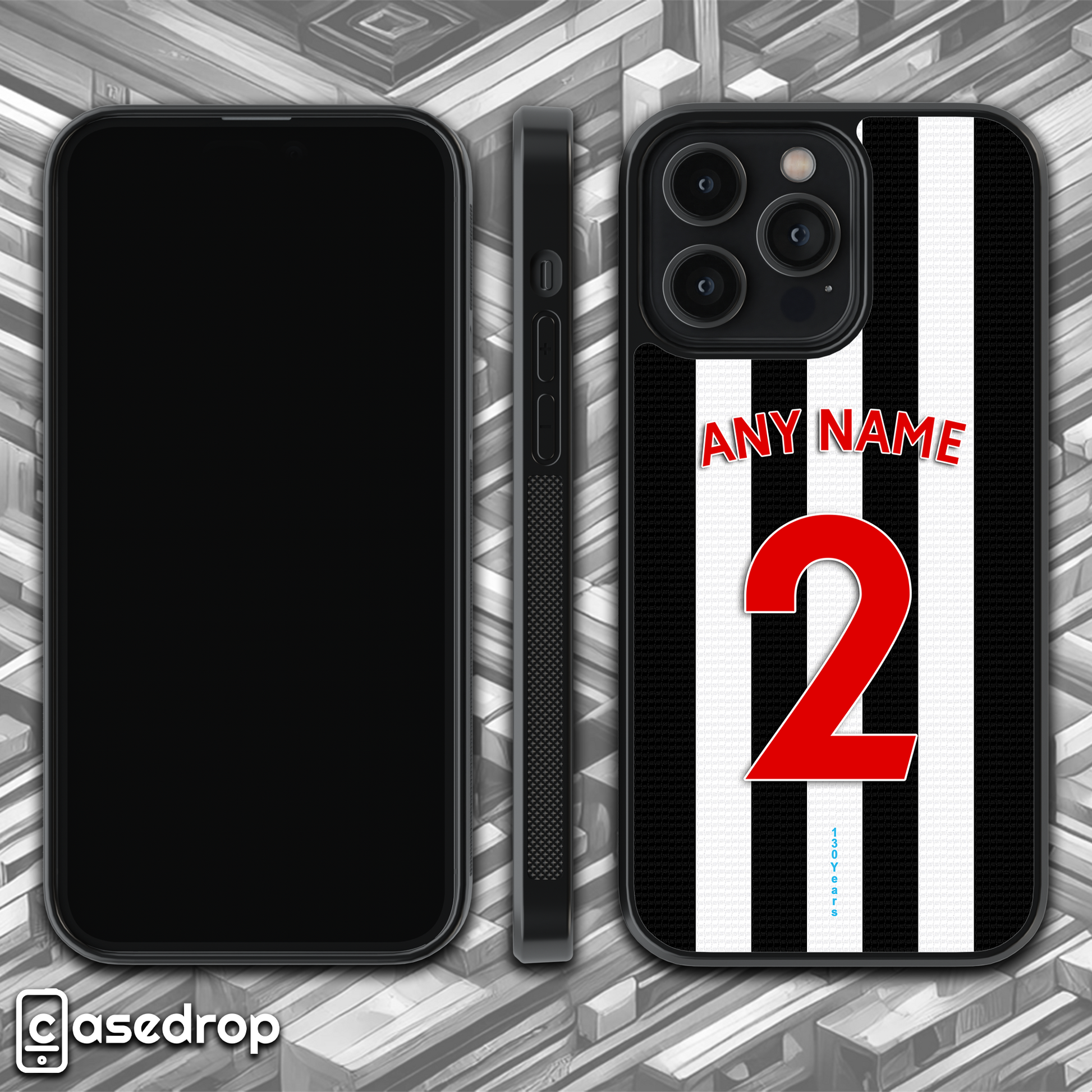 Newcastle United personalised phone case, custom football kit, rotating animation