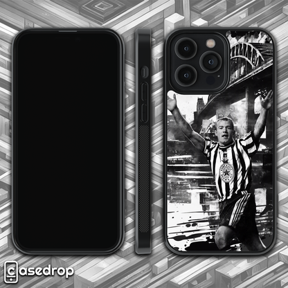 360 gif view of Newcastle football legend phone case with Shearer design for iPhone, Samsung and Google Pixel phone models