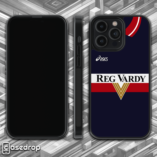 Rotating Sunderland 1990 away football kit phone case – classic retro design