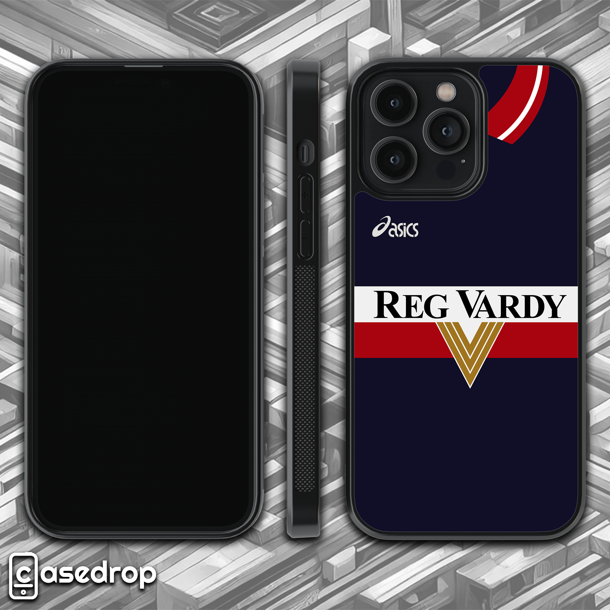 Rotating Sunderland 1990 away football kit phone case – classic retro design