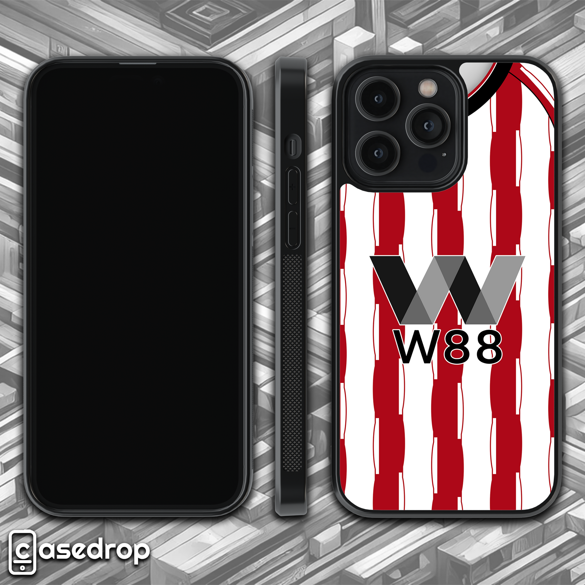 360 gif view of sunderland 2025 football shirt phone case for iPhone, Samsung and Google Pixel phone models