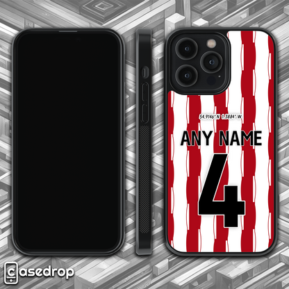 360 gif view of personalised Sunderland home football kit phone case for iPhone, Samsung and Google Pixel phone models
